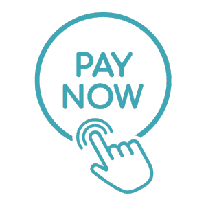 Bill Pay Online Pay Now graphic - Pay Now in a circle with a finger pointing