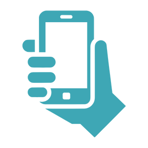 Pay over the phone - hand holing a phone with a transparent background